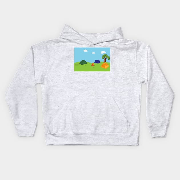 Camping Ilustration Kids Hoodie by Shop Ovov